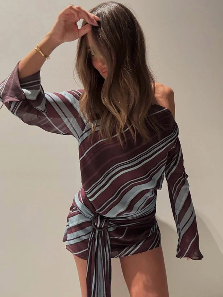 Hera Striped One-Shoulder Mini Dress
