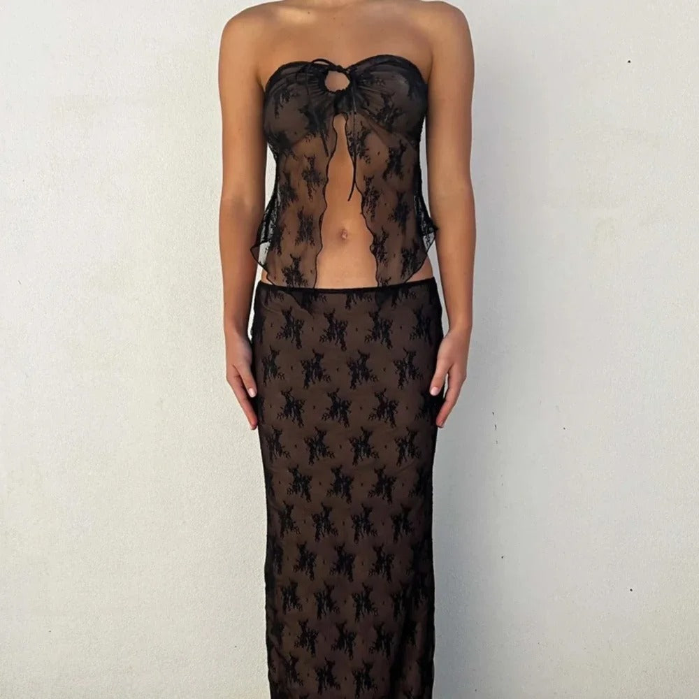 Evangeline Lace Maxi Skirt Set