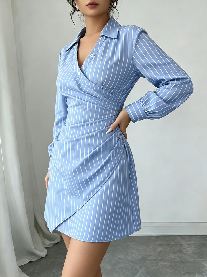 Zephyra Striped Wrap Mini Dress