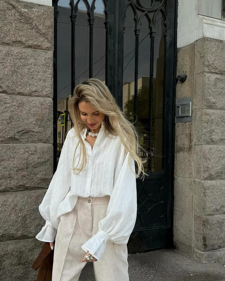 Amalina Cotton Oversized Balloon Sleeve Blouse