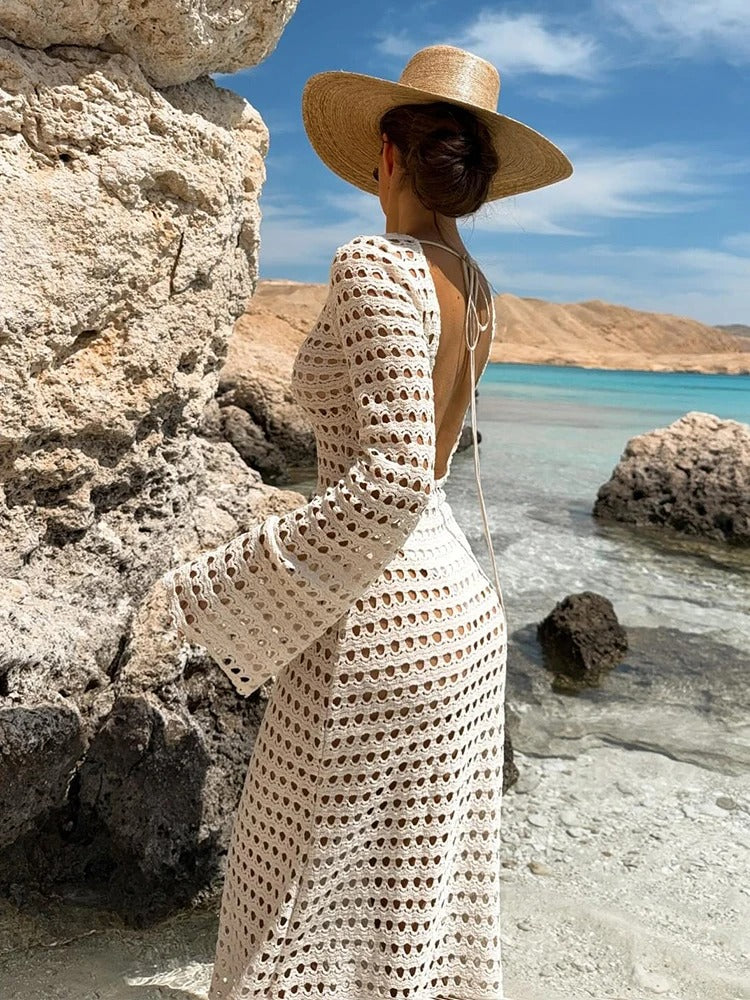Claribel Crochet Beach Cover Up Maxi Dress