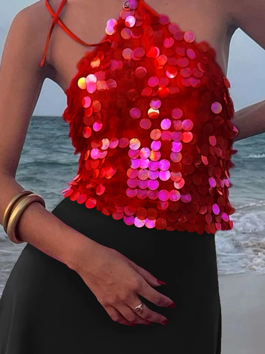 Skylar Sequin Halter Top