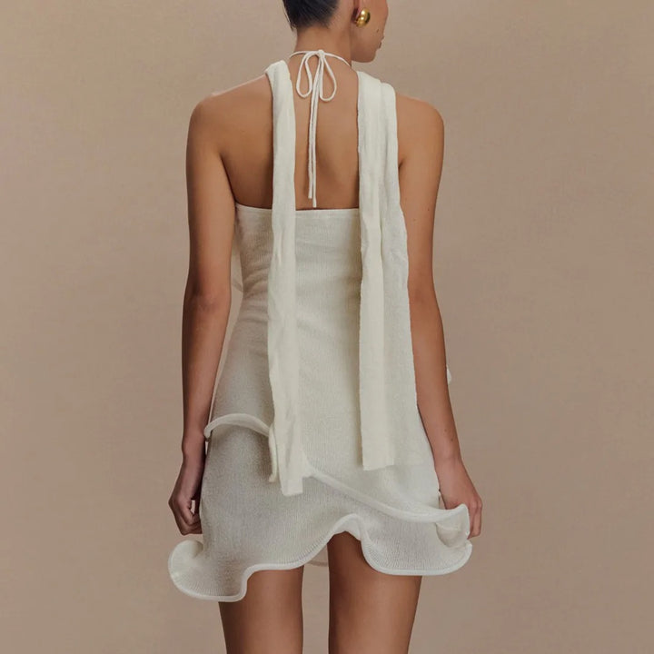 Delphine Ruffle Halter Mini Dress