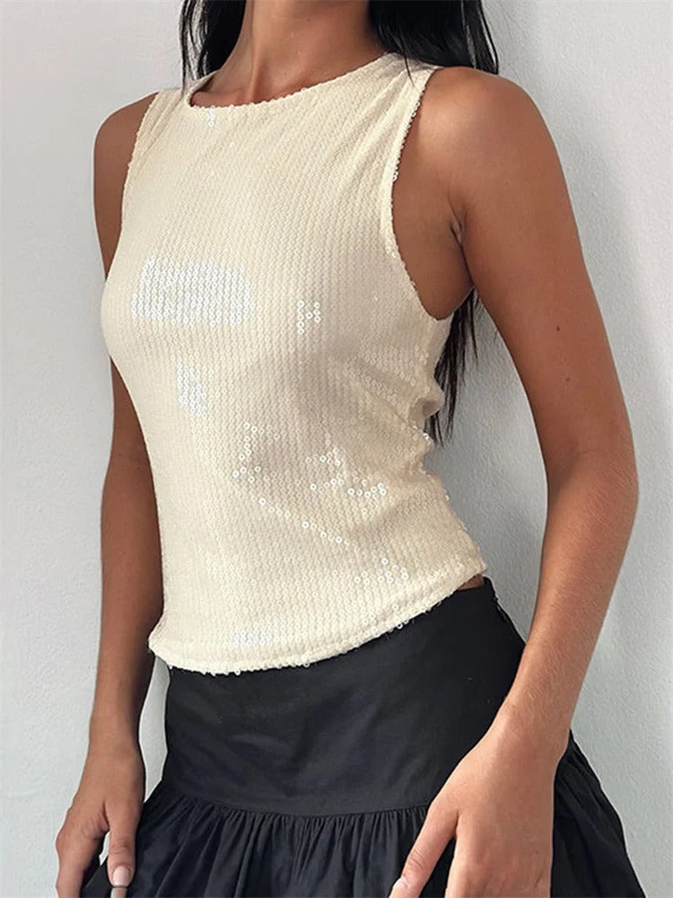 Zarela Sequin Party Sleeveless Summer Top