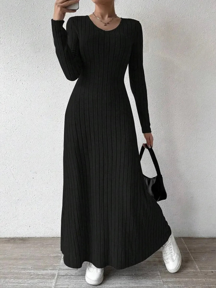 Kendall Ribbed Scoop Neck Sweater Maxi Dress