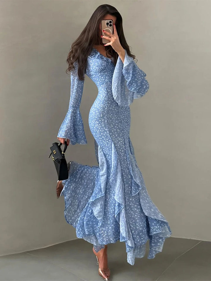 Flora Ruffle Hem Maxi Dress
