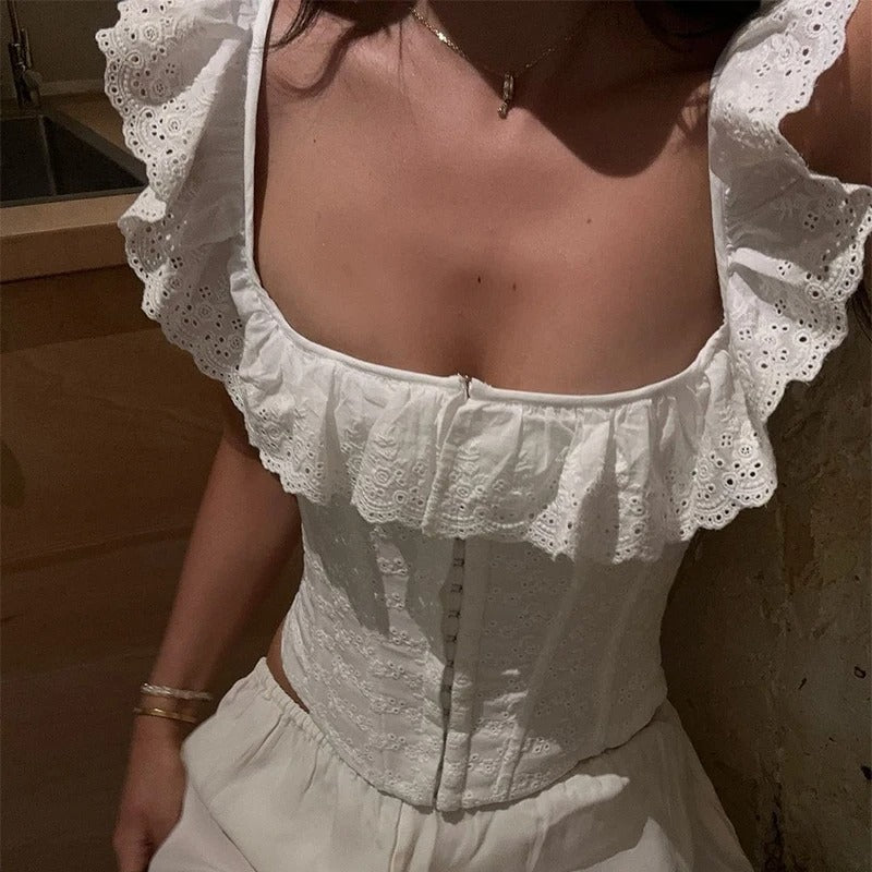 Dahlia Eyelet Lace Crop Top