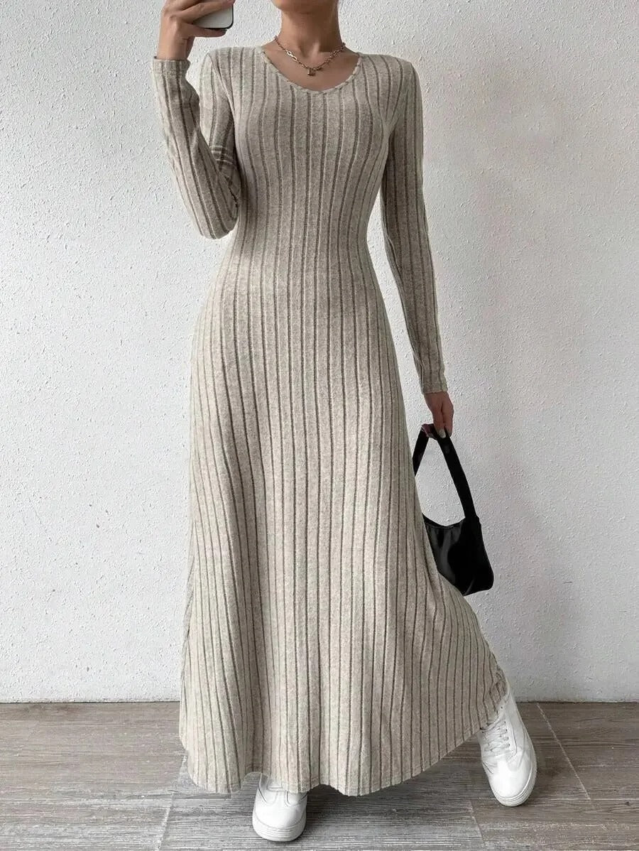 Kendall Ribbed Scoop Neck Sweater Maxi Dress
