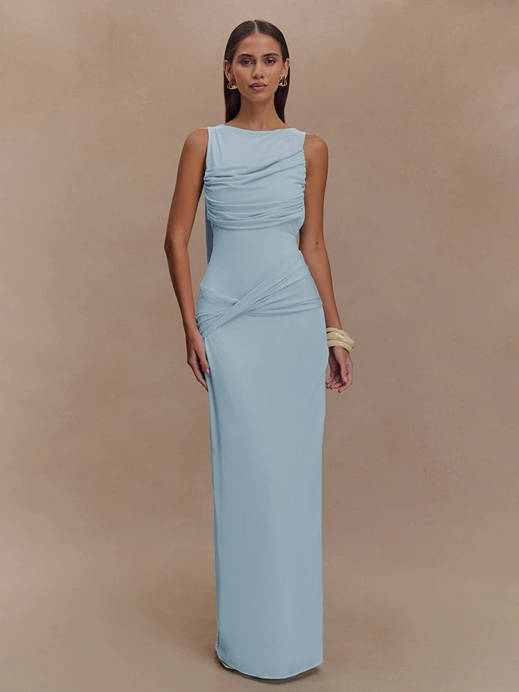 Catriona Ruched Wedding Guest Maxi Dress