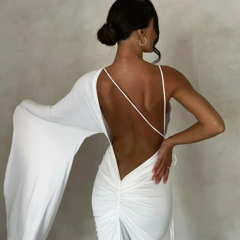 Raelle Open Back Black Tie Wedding Guest Maxi Dress