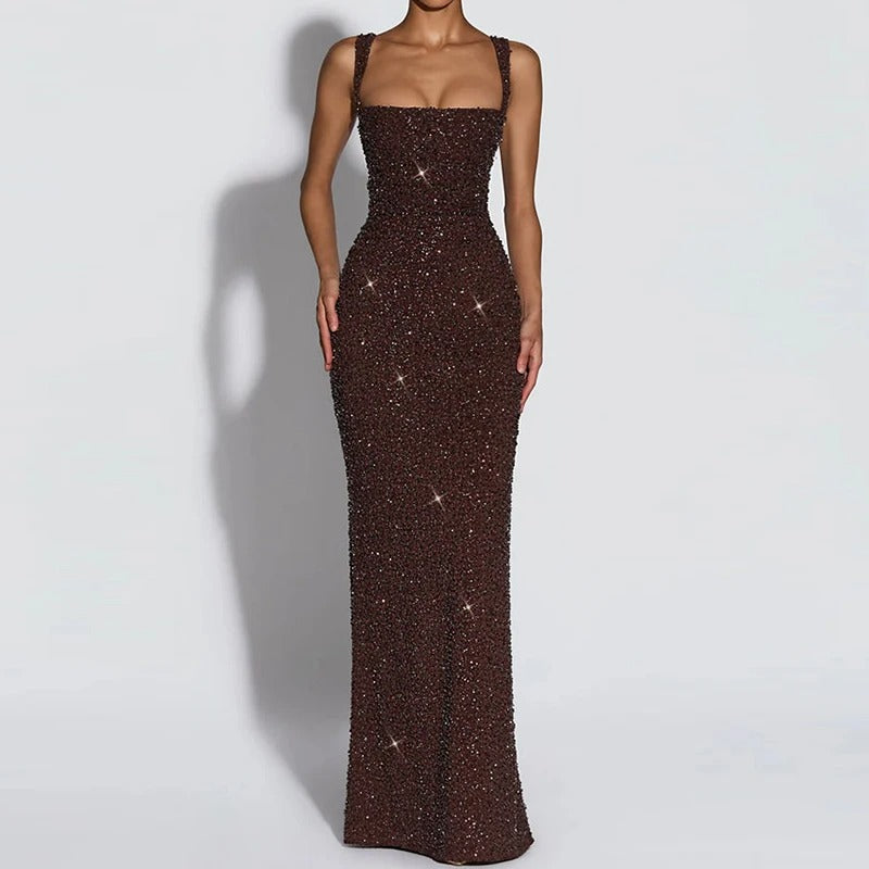Caprice Sequin Bodycon Evening Maxi Dress