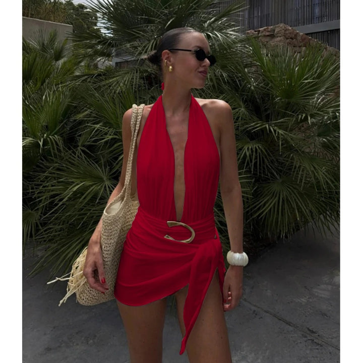 Monroe Halter Wrap Mini Dress