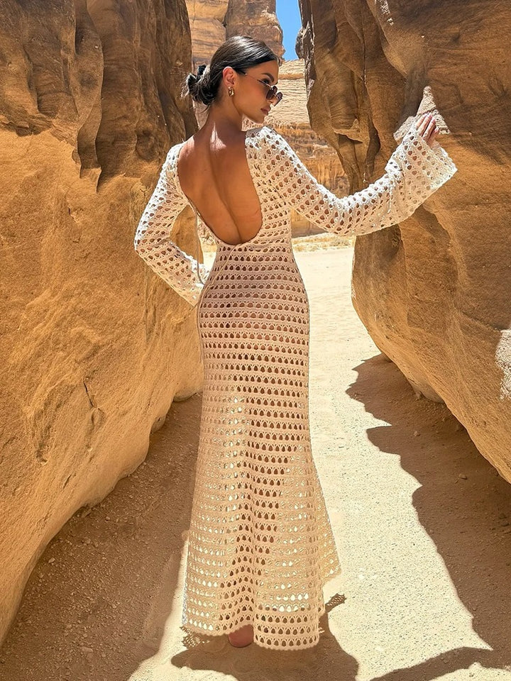Claribel Crochet Beach Cover Up Maxi Dress