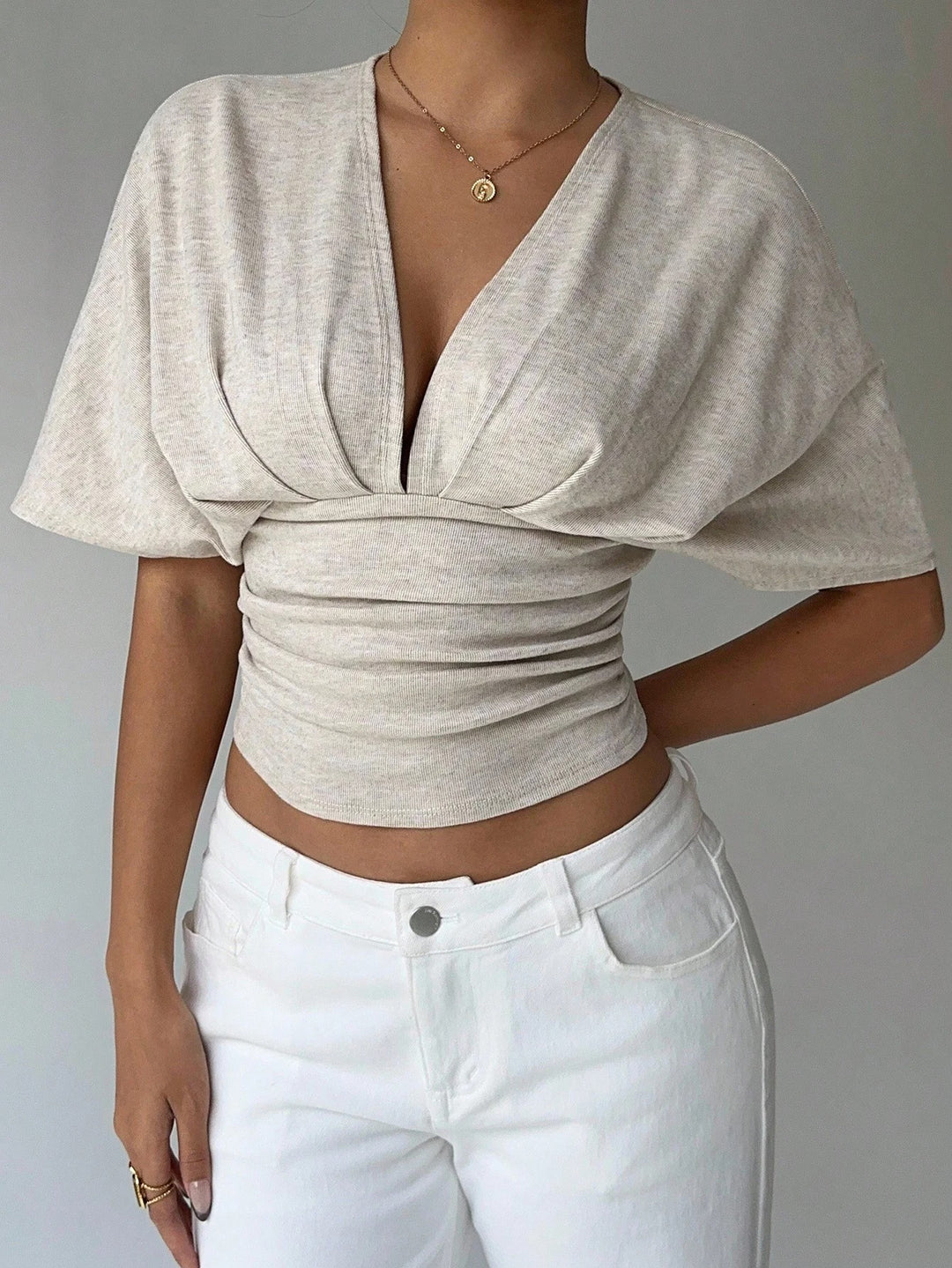Celavie Ruched V Neck Summer Top
