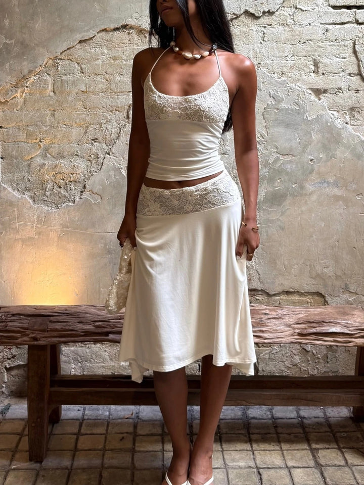Anelisea Lace Trim Summer Skirt Set