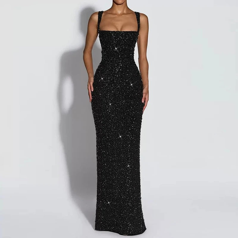 Caprice Sequin Bodycon Evening Maxi Dress