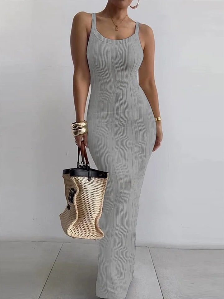 Paisley Sleeveless Ribbed Bodycon Sweater Maxi Dress
