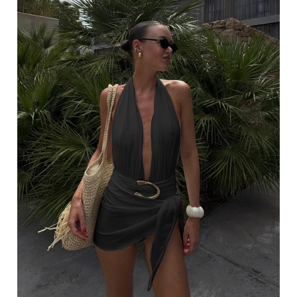 Monroe Halter Wrap Mini Dress