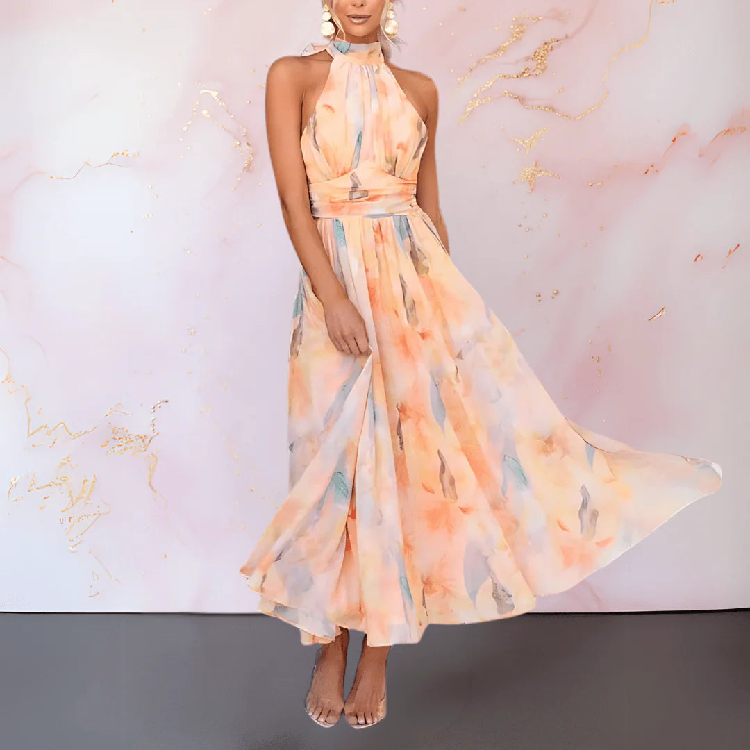 Lissette Watercolour Garden Party Wedding Guest Midi Dress