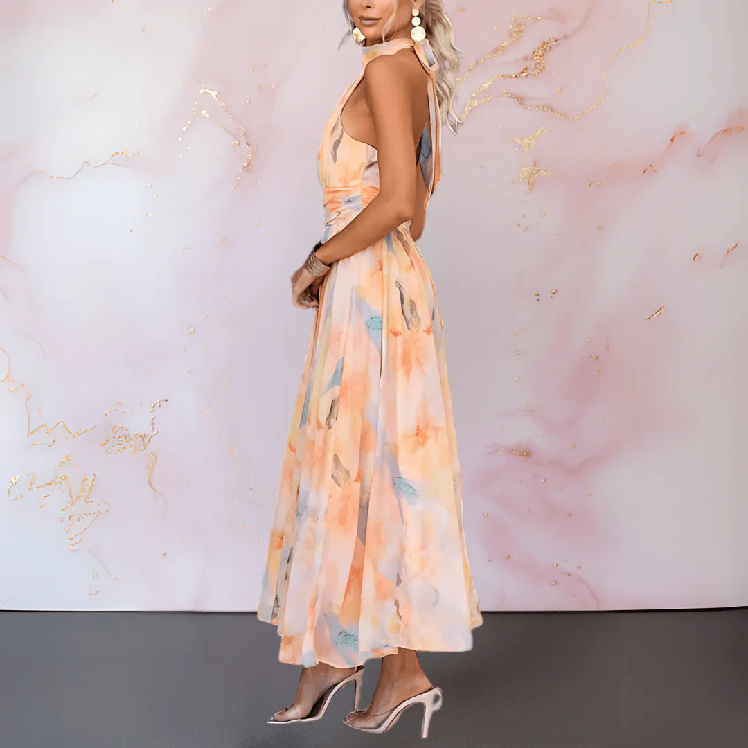 Lissette Watercolour Garden Party Wedding Guest Midi Dress