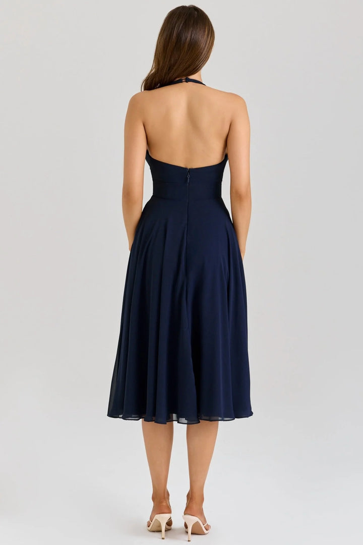 Rosa Georgette Halter Midi Dress