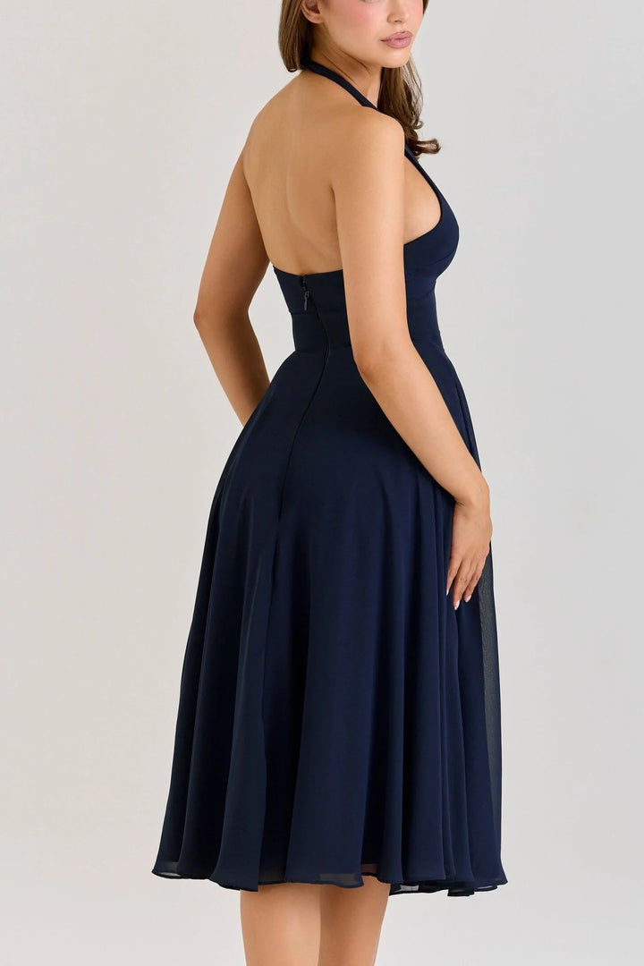 Rosa Georgette Halter Midi Dress
