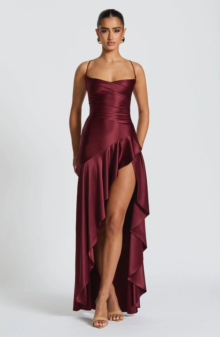 Chloe Satin Cowl Neck Maxi Dress