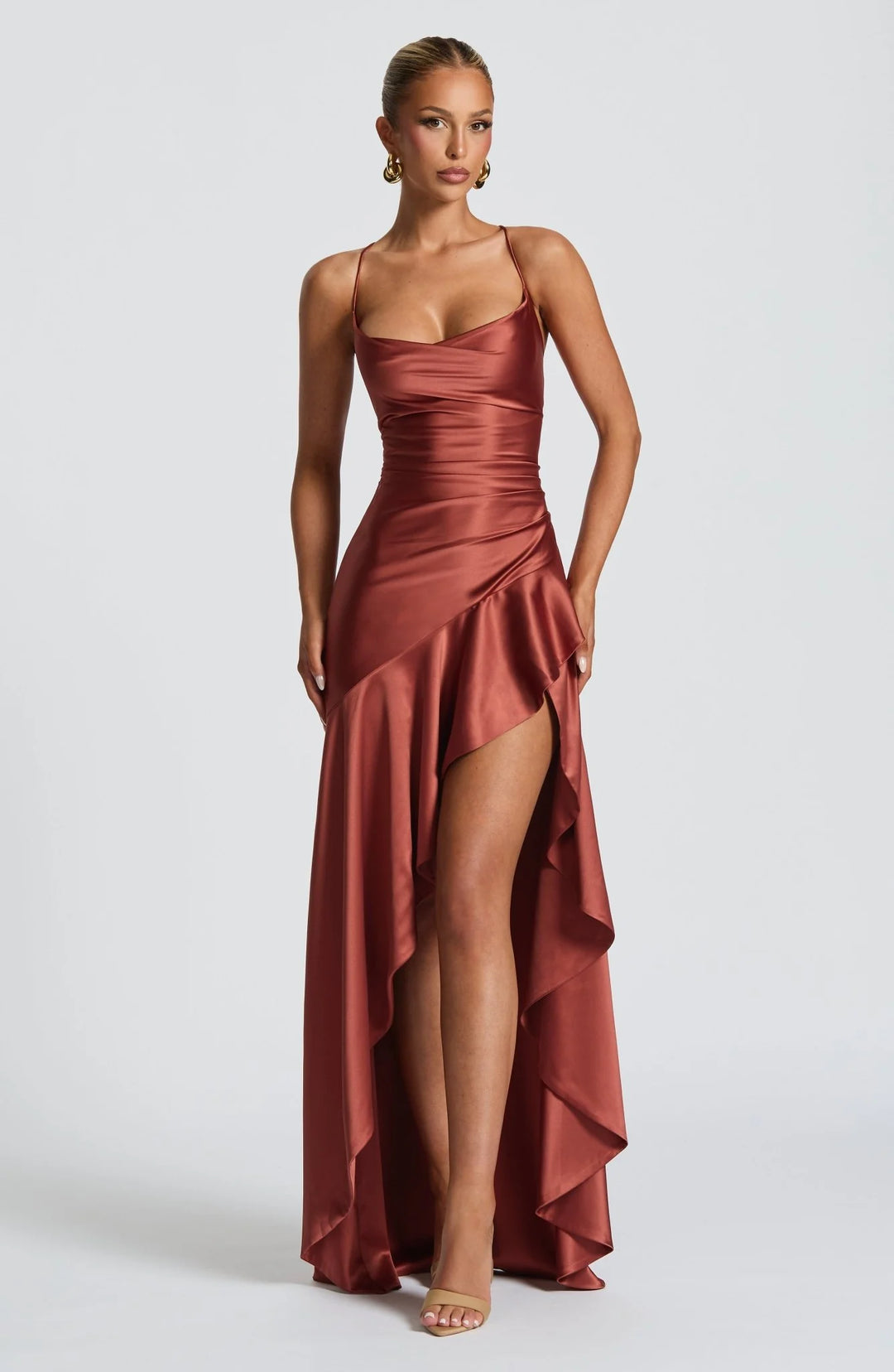 chloe satin dress Silk-satin maxi dress - antique rose