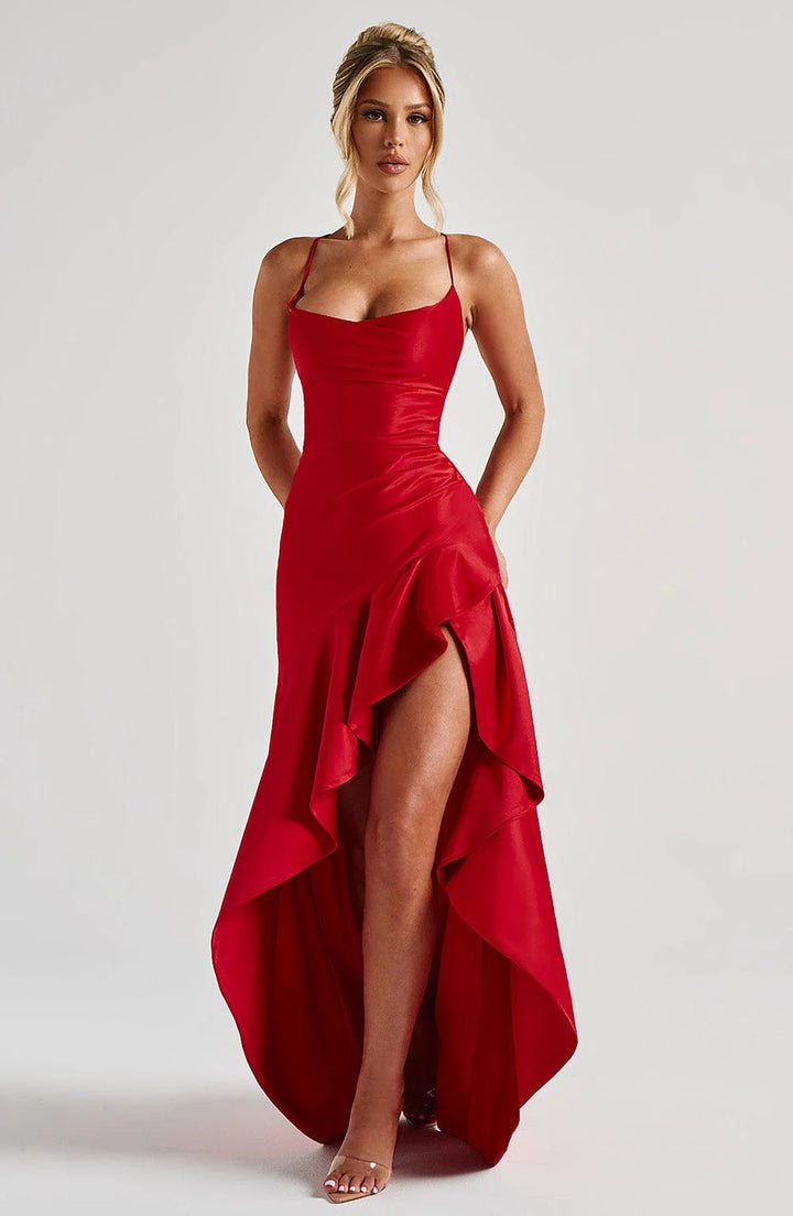 Chloe Satin Cowl Neck Maxi Dress