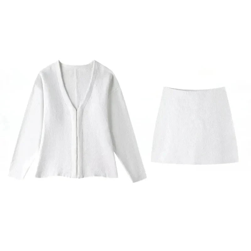 Ayla Knit Cardigan & Mini Skirt Set