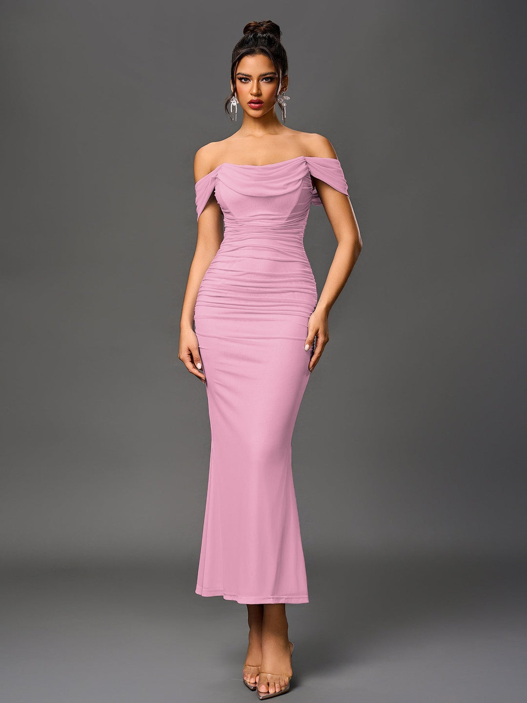 Veda Off-Shoulder Ruched Maxi Dress