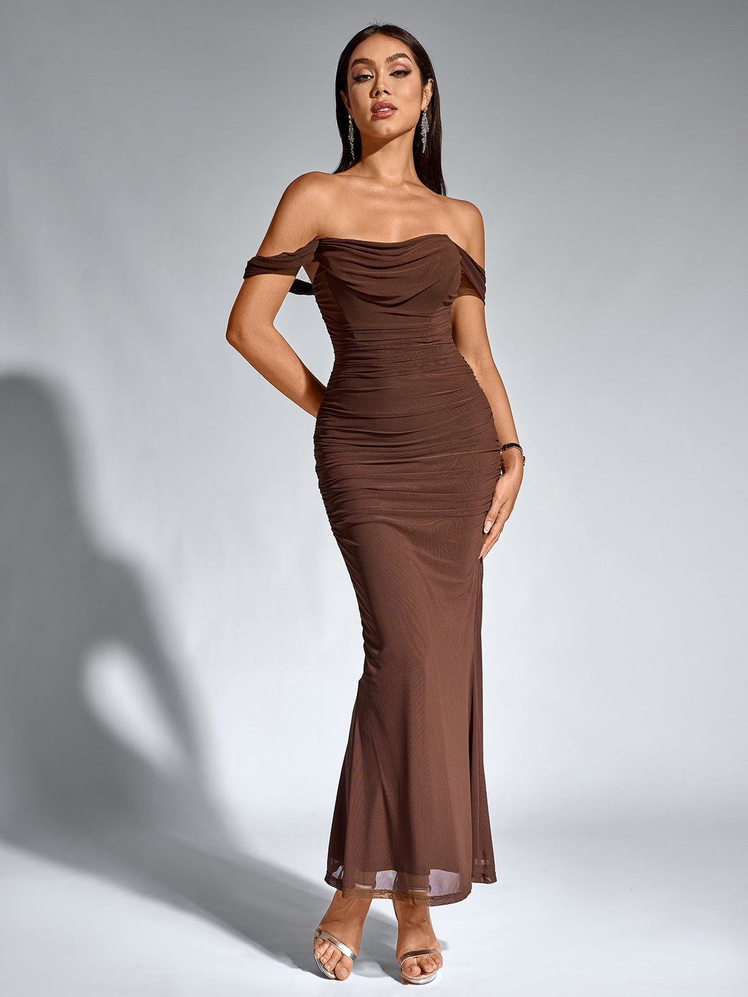 Veda Off-Shoulder Ruched Maxi Dress