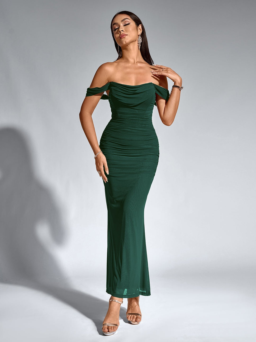 Veda Off-Shoulder Ruched Maxi Dress