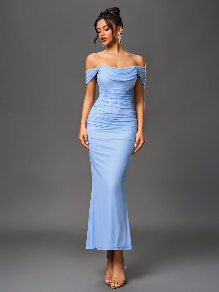 Veda Off-Shoulder Ruched Maxi Dress