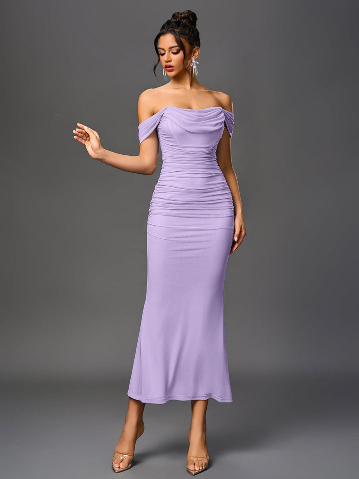 Veda Off-Shoulder Ruched Maxi Dress