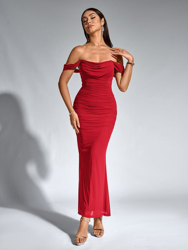 Veda Off-Shoulder Ruched Maxi Dress