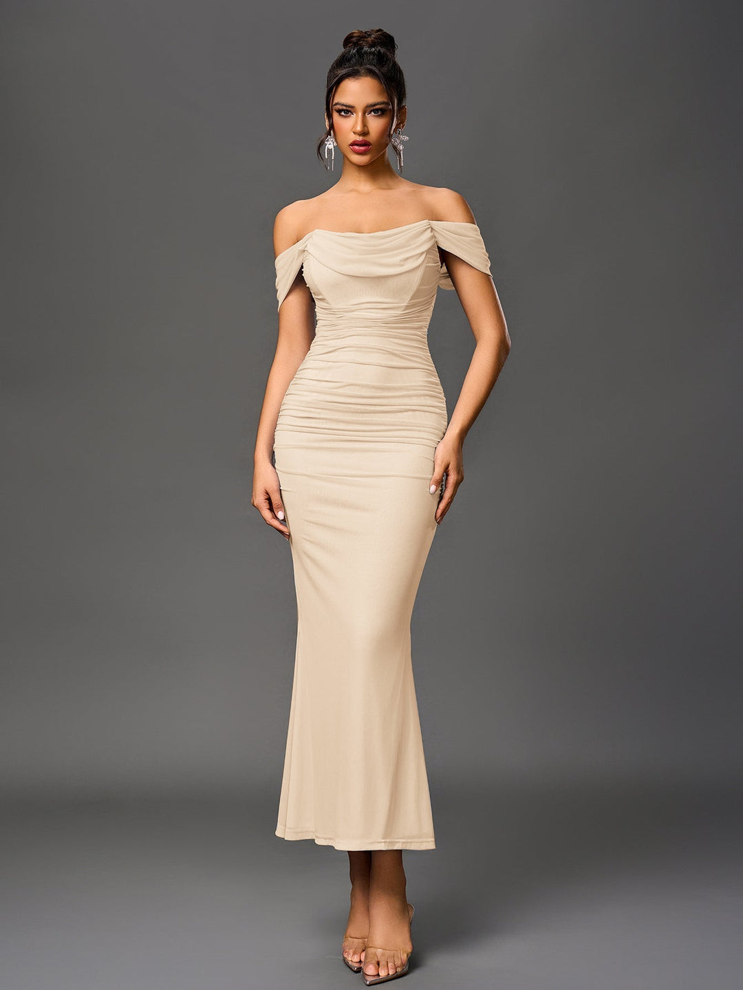 Veda Off-Shoulder Ruched Maxi Dress