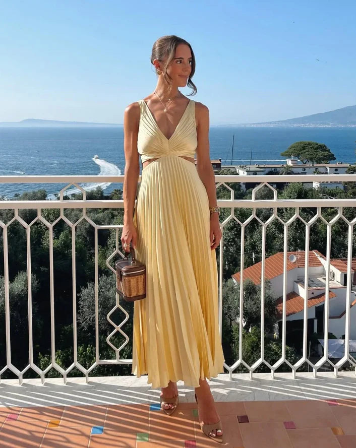 Ottilie Pleated Garden Party Wedding Guest Midi Dress